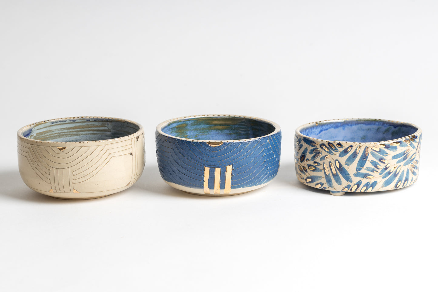 blue and white shabbat bowls