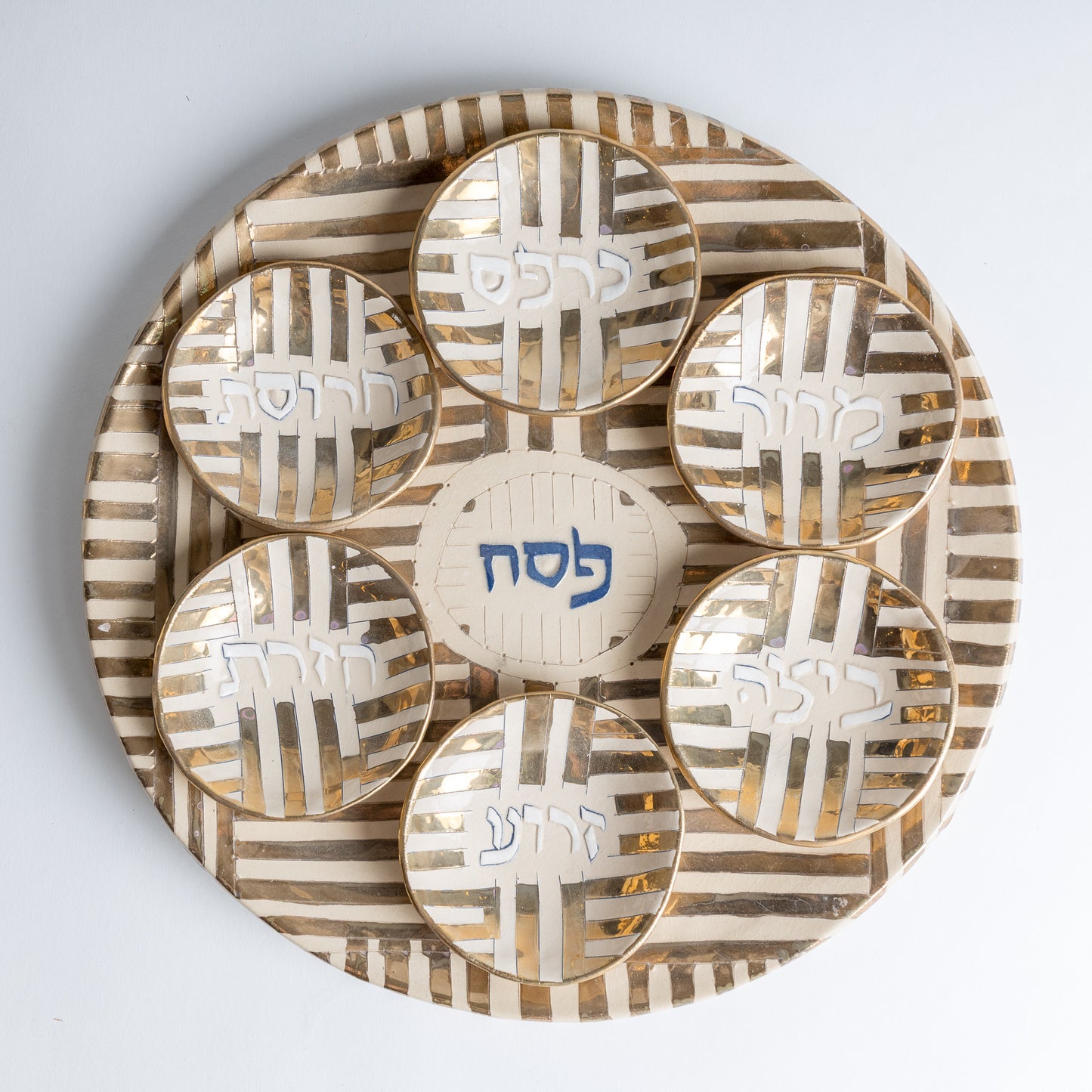 gold line Passover Seder plate