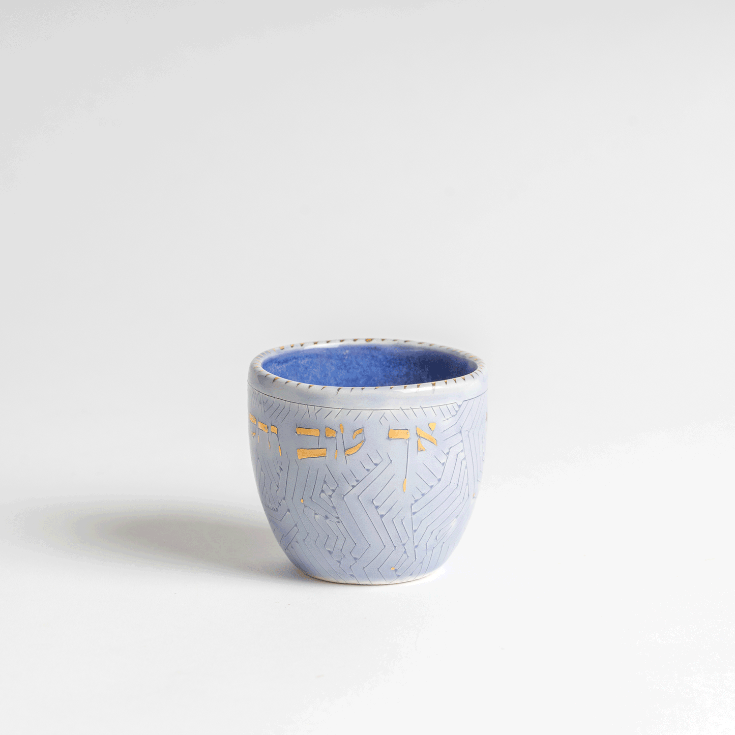sky blue "tov" kiddush wine cup and dish