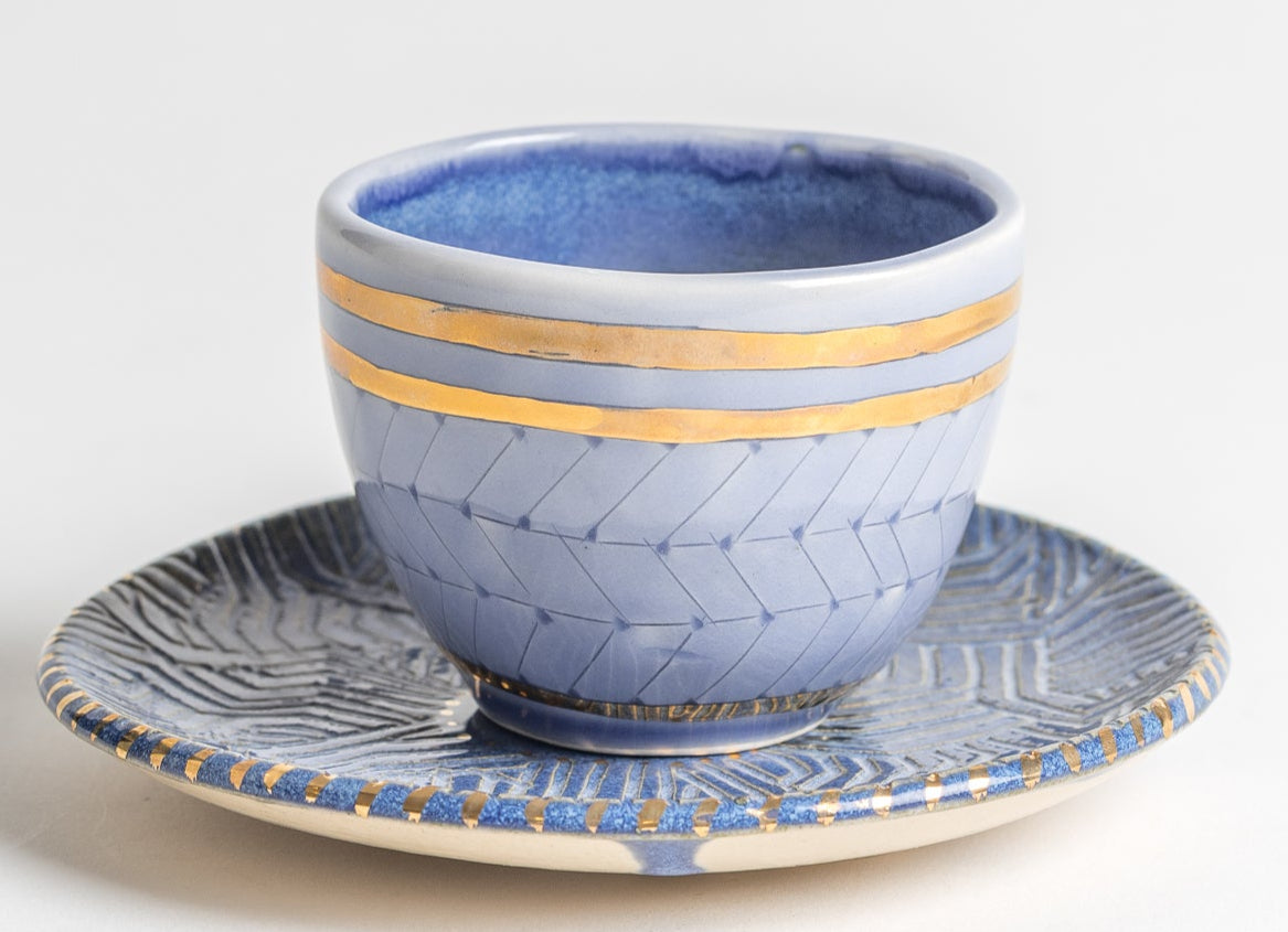 double gold line "יברכך "kiddush cup