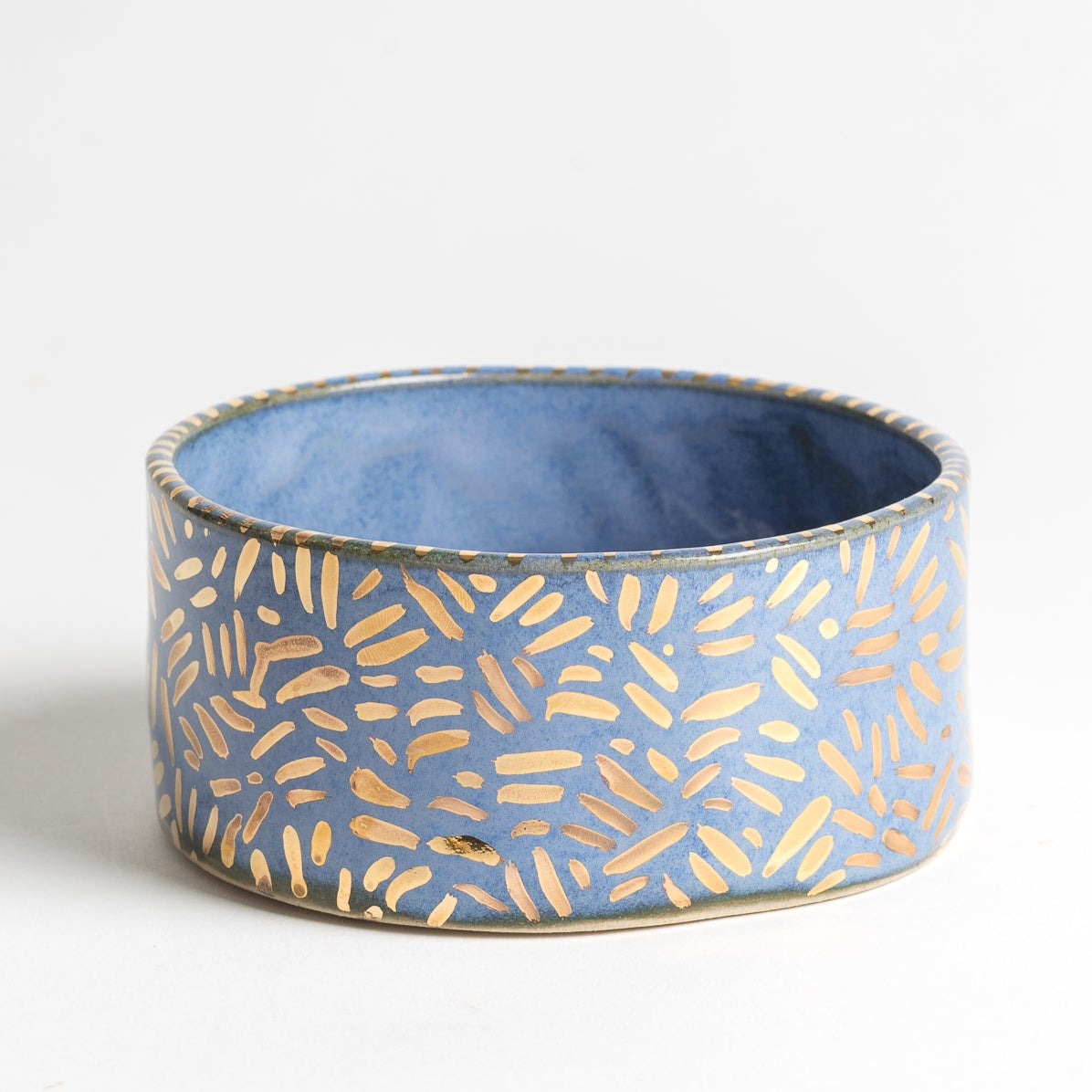 blue and gold leaf bowl