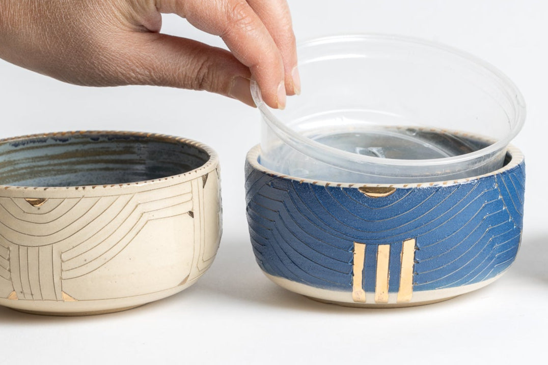 blue and white shabbat bowls