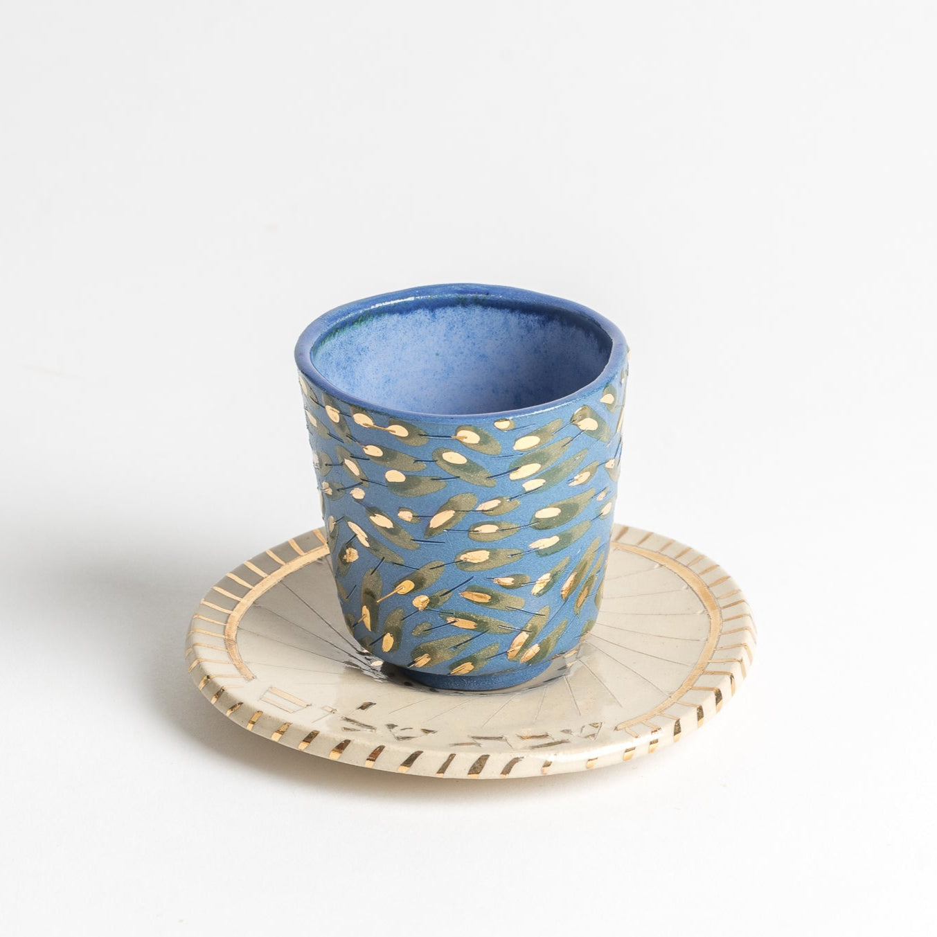 blue peacock kiddush cup