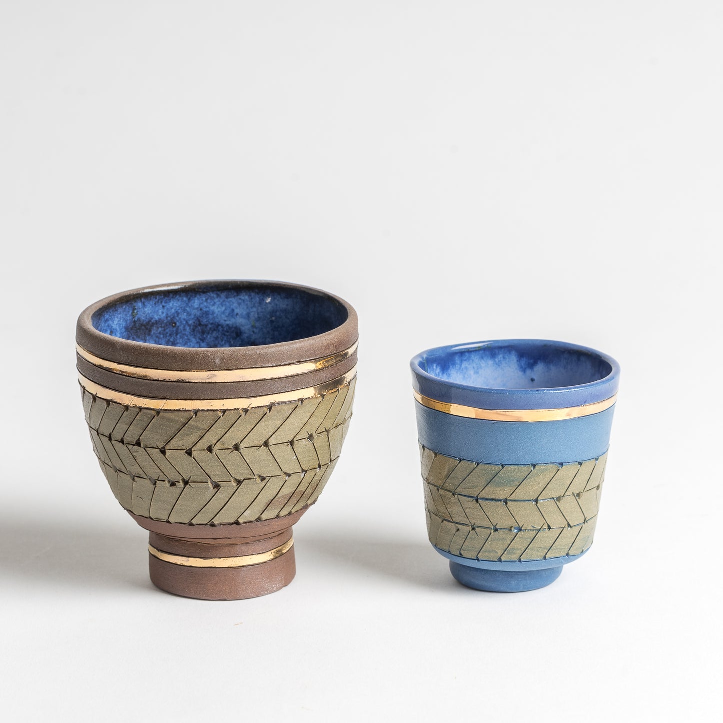 gold line terra cotta Havdalah Set