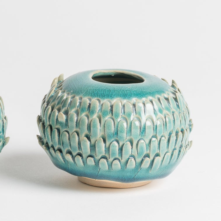 spiky  ball Turquoise candlesticks/pots