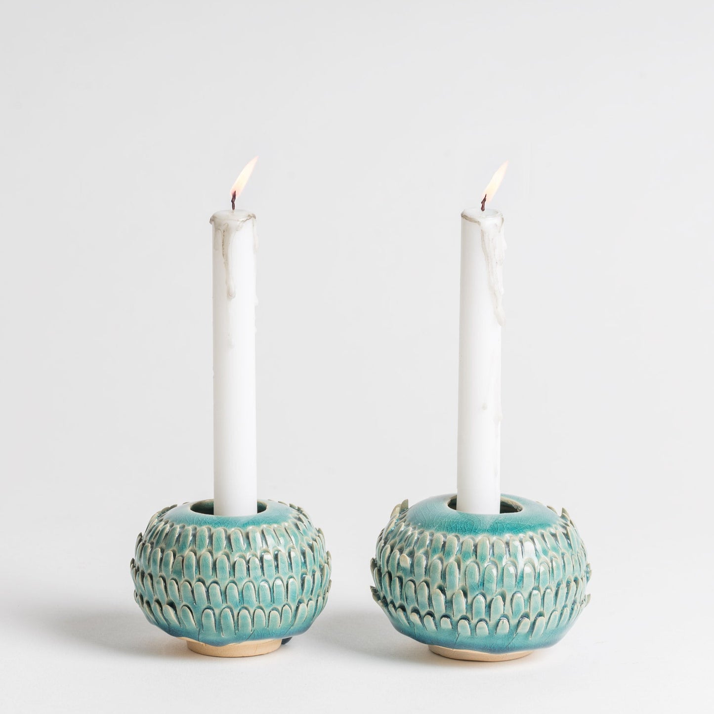 spiky  ball Turquoise candlesticks/pots