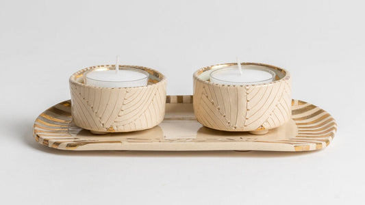shalom Shabbat candle holders