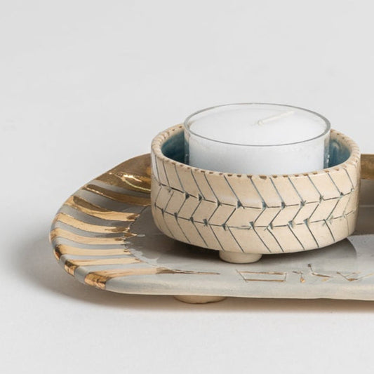 geo line Shabbat Candle Holder
