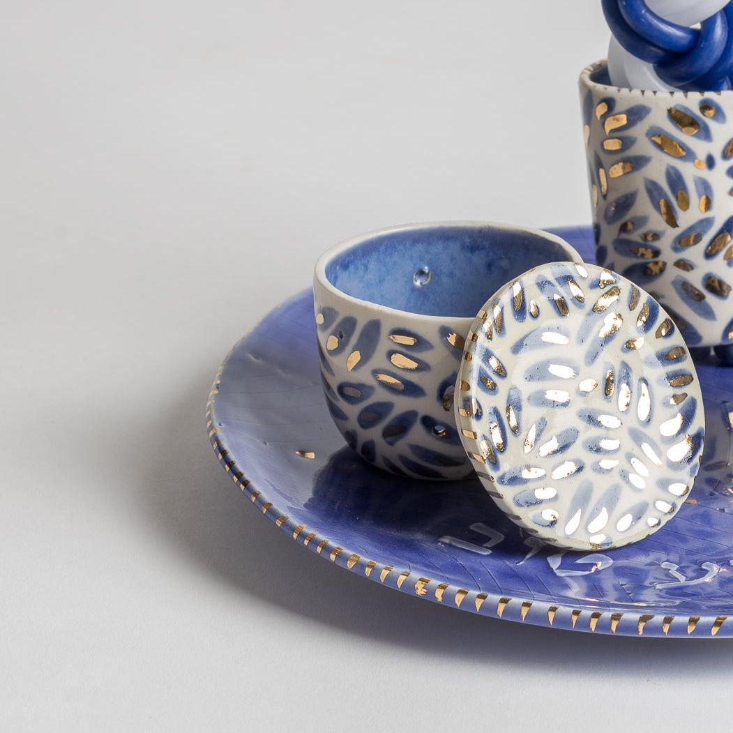 "shavua tov" blue and white breeze Havdalah Set
