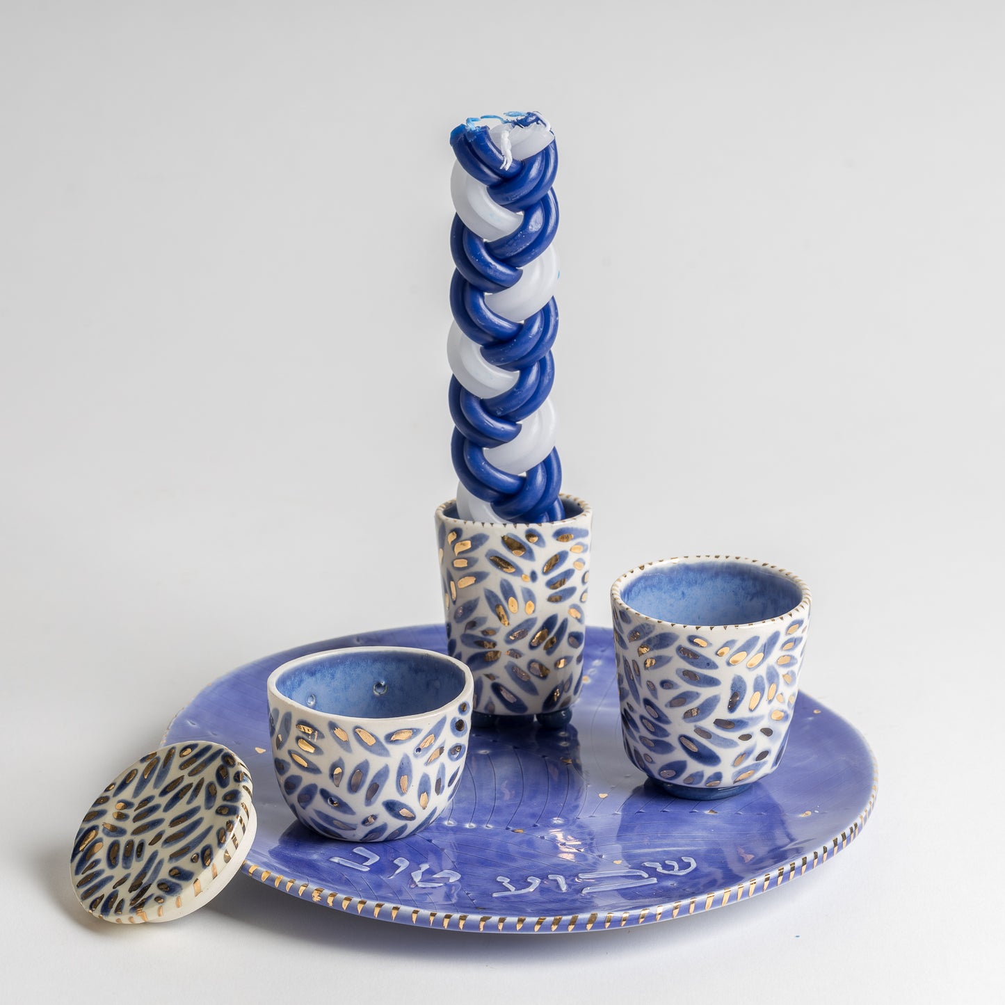 "shavua tov" blue and white breeze Havdalah Set