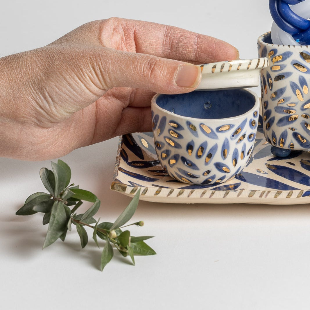 blue and white breeze havdallah set