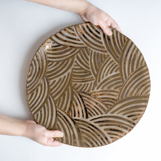 grey gold rainbow Fruit plate xl